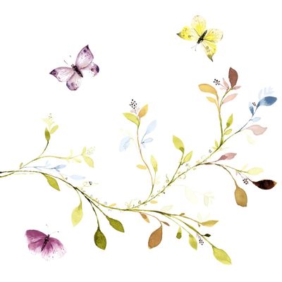 16 Embossed Napkins Flowers Butterflies on Colourful Leaves as Table Decoration Paper Napkins with Motif and Embossing Also for Decoupage and Decoupage 33 x 33 cm