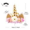 Nishine Rose Floral Unicorn Cake Topper Birthday Party Cake Decoration (Gold&Ivory) view 3