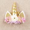 Nishine Rose Floral Unicorn Cake Topper Birthday Party Cake Decoration (Gold&Ivory) view 4