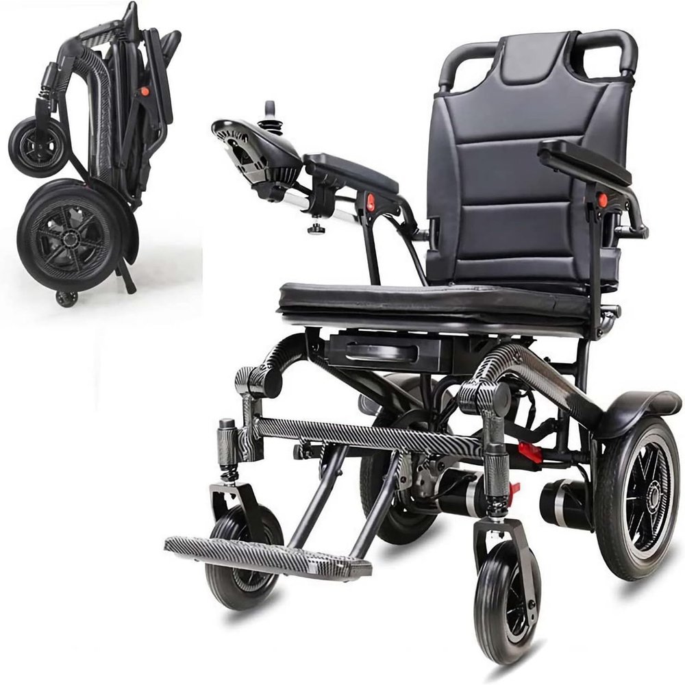 2024 New Electric Wheelchairs for Adults, Super Lightweight Foldable Motorized Power Wheelchairs with Flip-Back Armrest and Swing-Away Footrest, for Travel and All Terrain Use, Maximum Load 265 LBS (