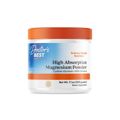 Doctor's Best, High Absorption Magnesium Powder, 200g Vegan Powder, High-Dose, Lab-Tested, Gluten-Free, SOYA-Free, Vegetarian, GMO-Free
