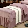 5-piece Flannel Massage Table Sheet Set,Solid Color Living Room Beauty Bed Cover Reusable Bed Skirt Sheet For Body Physiotherapy Massage-Grey 190x80cm(75x31inch) (Green a) (Color 180x60cm(71x24inch) view 3