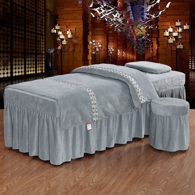4-piece Massage Table Sheet Set,Flannel Solid Color Beauty Bed Cover Breathable Beauty Bedspreads For Spa Physiotherapy Massage-Jade 70x185cm(28x73inch) (Black 70x190cm(28x75inch)) (Light Gray 70x19