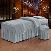 4-piece Massage Table Sheet Set,Flannel Solid Color Beauty Bed Cover Breathable Beauty Bedspreads For Spa Physiotherapy Massage-Jade 70x185cm(28x73inch) (Black 70x190cm(28x75inch)) (Light Gray 70x19 view 1