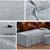 4-piece Massage Table Sheet Set,Flannel Solid Color Beauty Bed Cover Breathable Beauty Bedspreads For Spa Physiotherapy Massage-Jade 70x185cm(28x73inch) (Black 70x190cm(28x75inch)) (Light Gray 70x19 view 2