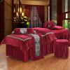 4-piece Massage Table Sheet Set,Flannel Solid Color Beauty Bed Cover Breathable Beauty Bedspreads For Spa Physiotherapy Massage-Jade 70x185cm(28x73inch) (Black 70x190cm(28x75inch)) (The Wine is Red view 1
