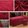 4-piece Massage Table Sheet Set,Flannel Solid Color Beauty Bed Cover Breathable Beauty Bedspreads For Spa Physiotherapy Massage-Jade 70x185cm(28x73inch) (Black 70x190cm(28x75inch)) (The Wine is Red view 2
