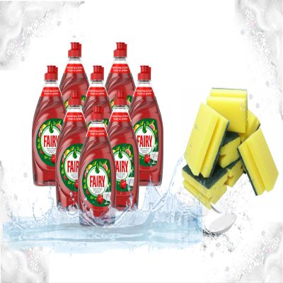 Fairy Pomegranate & Grapefruit Washing Liquid Bulk Pack Of 10x320ml + 8 Pack Sponge Scourer Sucasa