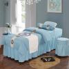 4-Piece Microfiber Massage Table Sheet Set, Solid Color Massage Table Skirt Breathable Massage Table Sheet Sets Beauty Bed Cover Breathable Massage Beds Skirt (Grey Round head 190x70cm) (Blue 2 Roun view 1