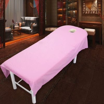 KARFRI Pure Color Cotton Beauty Bed Cover With Face Hole Spa Treatment Massage Sheet Set Soft Beauty Bedsheet Massage Table Sheet (F 80x190cm) (I 120x190cm)