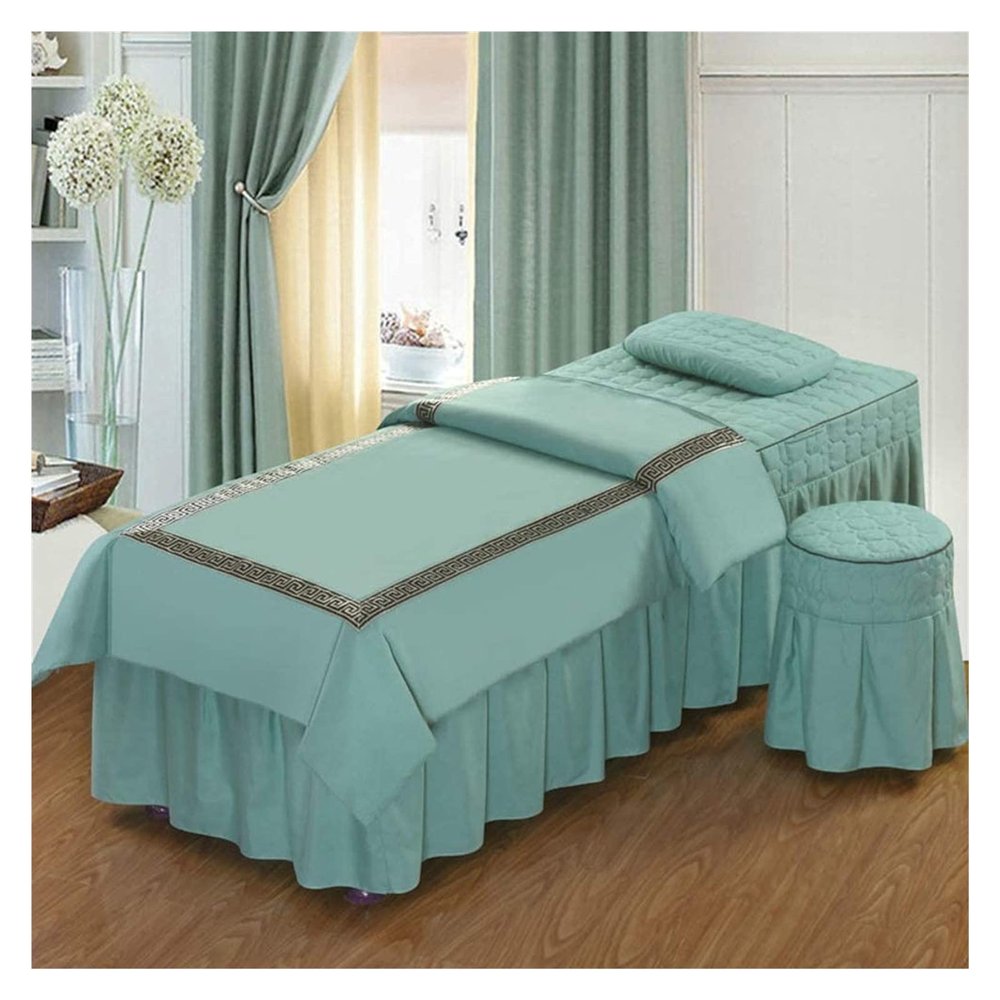 4pcs Massage Table Sheet Set - Soft Bed Cover, Salon Spa Massage Table Sheet Sets Breathable Bed Skirt Sheet Bedspreads 70x190cm(28x75inch) (Color : Gray, Size : 80x190cm(31x75inch)) (Lake Blue 80x1