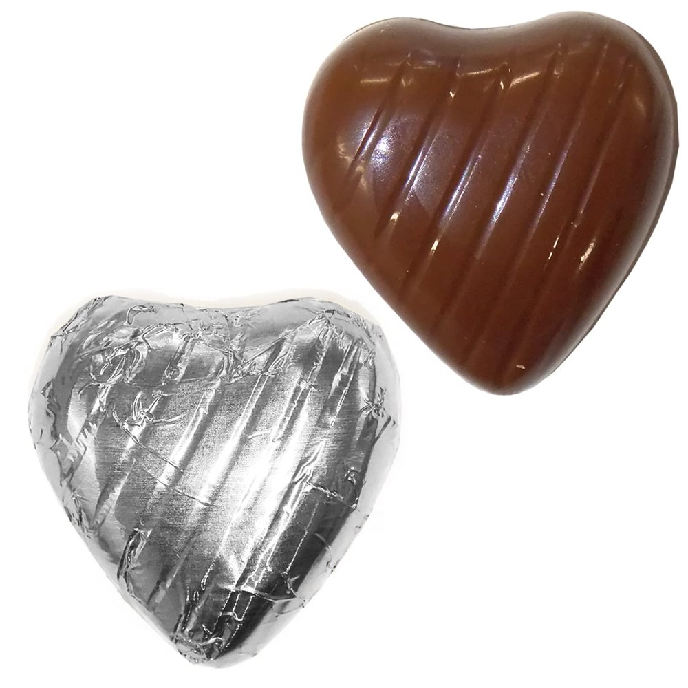 100 Chocolate heart, Silver chocolate hearts, Individually wrapped chocolates ideal for Valentines Day, Mothers Day,Fathers Day Celebration,