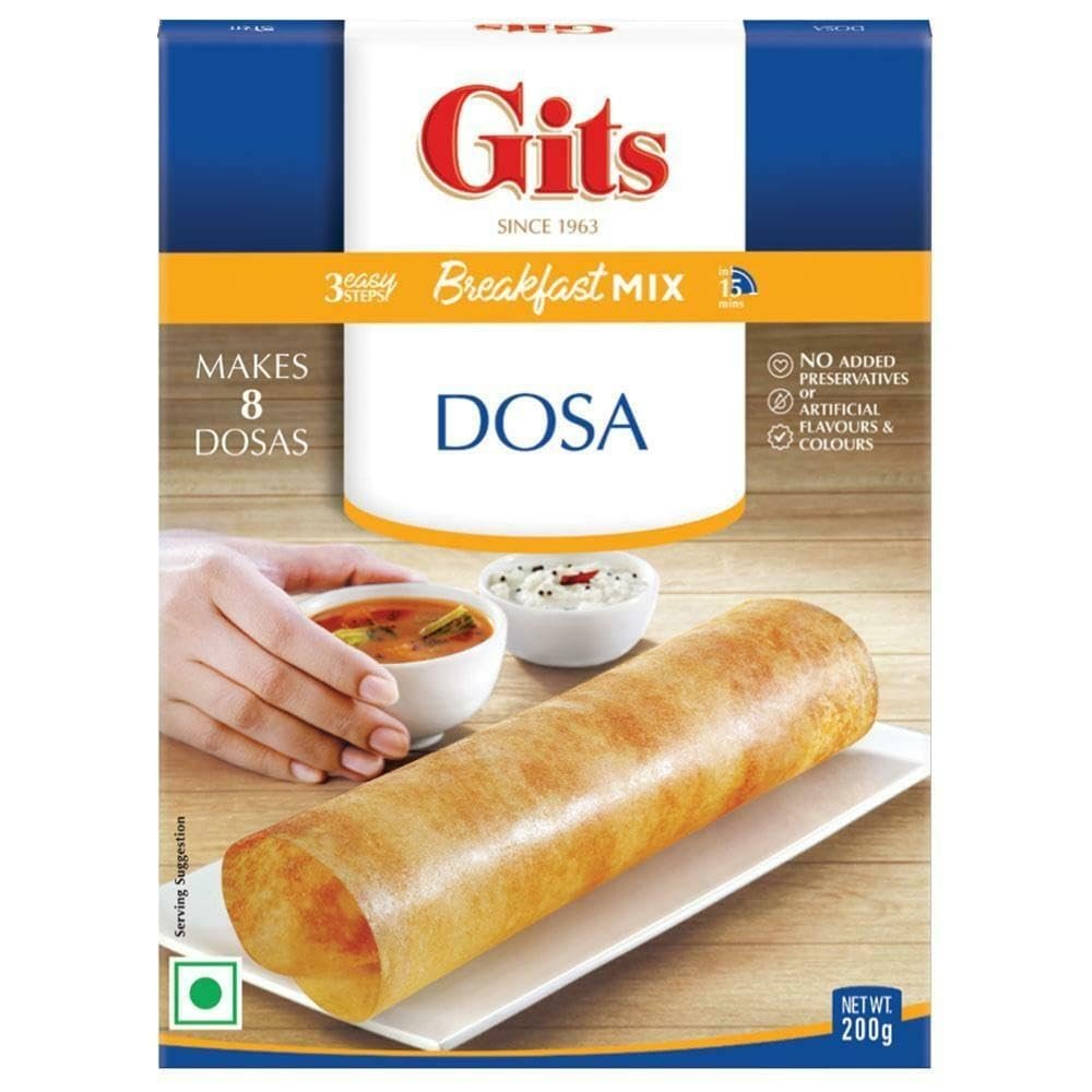 Gits Dosa | Idli | Upma | Vada | Medu Vada | Uttappam | Dokla | Sambhar | Packora | Handvo | Snacks | Ready Mix (Pack of 3, Gits Dosa Mix 200g)