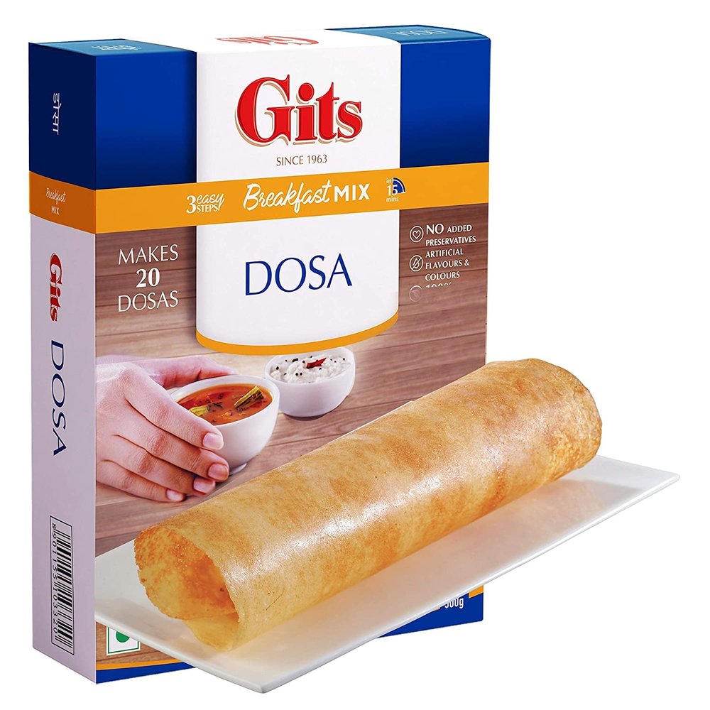 Gits Dosa | Idli | Upma | Vada | Medu Vada | Uttappam | Dokla | Sambhar | Packora | Handvo | Snacks | Ready Mix (Pack of 1, Gits Dosa Mix 1kg)