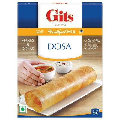 Gits Dosa | Idli | Upma | Vada | Medu Vada | Uttappam | Dokla | Sambhar | Packora | Handvo | Snacks | Ready Mix (Pack of 5, Gits Dosa Mix 200g)