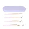 Eyelash Tweezers Set, Easy Operation Stainless Steel High Hardness Smoothly Ergonomic 4pcs Eyelash Extension Tweezers for Dormitory for Party (Violet) view 1
