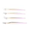 Eyelash Tweezers Set, Easy Operation Stainless Steel High Hardness Smoothly Ergonomic 4pcs Eyelash Extension Tweezers for Dormitory for Party (Violet) view 3
