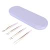 Eyelash Tweezers Set, Easy Operation Stainless Steel High Hardness Smoothly Ergonomic 4pcs Eyelash Extension Tweezers for Dormitory for Party (Violet) view 4