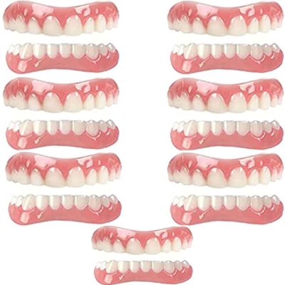 LXURY Prosthesis Teeth Men and Women Dentures Cosmetic Veneer Natural Tone Instant Veneers Dental Silicone Tooth Whitening Temporary Prosthesis Teeth Top Bottom Veneer False Teeth,01,7pcs