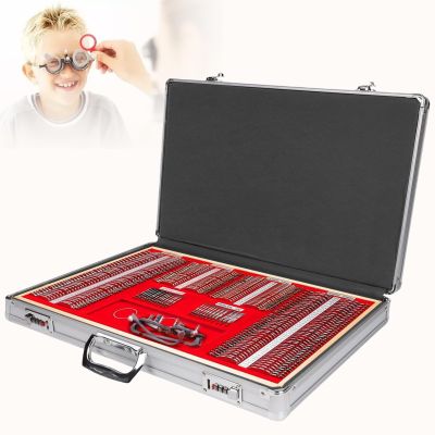 266 PCS Optical Trial Lens Set Adjustable Frame, Metal Rimmed Aluminum Box Trial Glasses Case Glasses Case, Free Optometry Test Trial Frame, Storage Case for Trial Lenses Suitable for Optometrists
