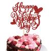 1 Pack Happy Valentine's Day Cake Topper Glitter Love Heart Valentine's Day Cake Pick Cake Decorations for Valentine's Day Theme Wedding Birthday Party Supplies Red view 1