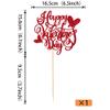 1 Pack Happy Valentine's Day Cake Topper Glitter Love Heart Valentine's Day Cake Pick Cake Decorations for Valentine's Day Theme Wedding Birthday Party Supplies Red view 2