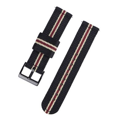20mm 22mm Nylon Braided Strap Quick Release Bracelet Compatible With Samsung Galaxy Watch Compatible With Huawei Watch GT Wrist Band (Color : Black beige red, Size : 20mm Width)