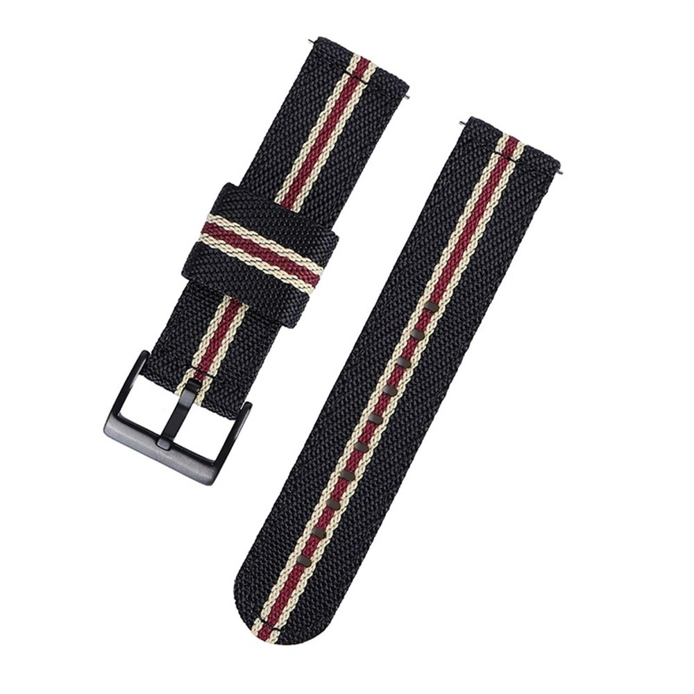 20mm 22mm Nylon Braided Strap Quick Release Bracelet Compatible With Samsung Galaxy Watch Compatible With Huawei Watch GT Wrist Band (Color : Black beige red, Size : 20mm Width)