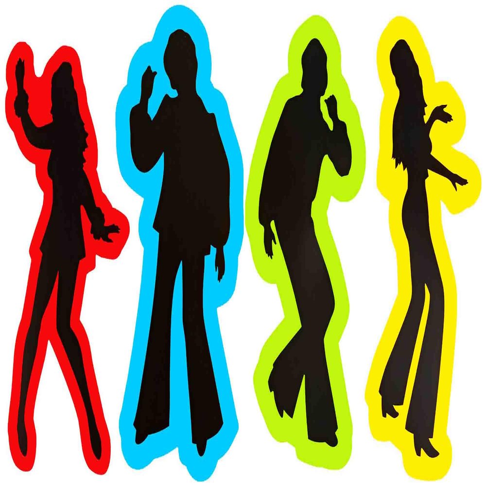 Disco Dancer Silhouette Cake Topper Edible Icing 4"H x 4