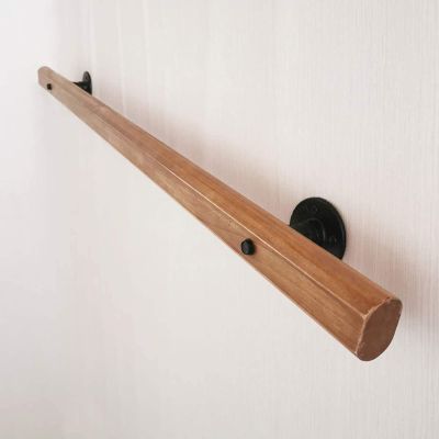 PacuM Handrails 1ft-20ft Complete Kit- Non-Slip Wood Handrail for Indoor Stairs, Barrier-Free Staircase Grab Bar for Elderly, Wall Mounted Home Garden Corridor Lofts Decking Railings (Size: 13ft/
