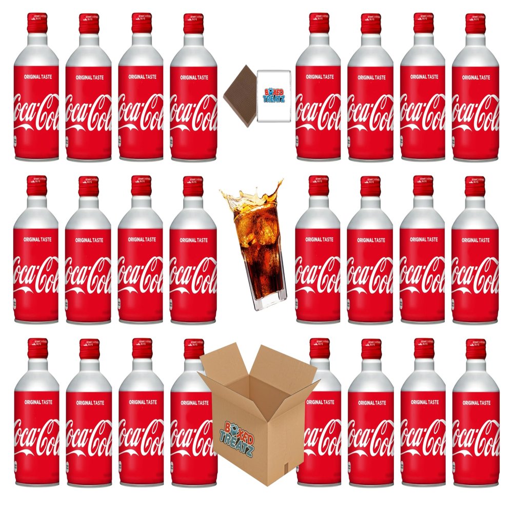 Japanese Metal Bottle - Coke Regular, Faanta Grape & White Peach (24x300ml) Lidded Canned Bottles Boxed Treatz