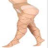 BANANALU 20 Denier Mesh Pattern Sexy Open Crotch Tights Cutout, Daino/Nero, L view 1