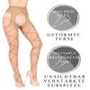 BANANALU 20 Denier Mesh Pattern Sexy Open Crotch Tights Cutout, Daino/Nero, L view 4