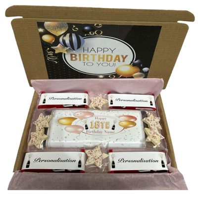 Personalised Age Birthday chocolate box - pink and Gold