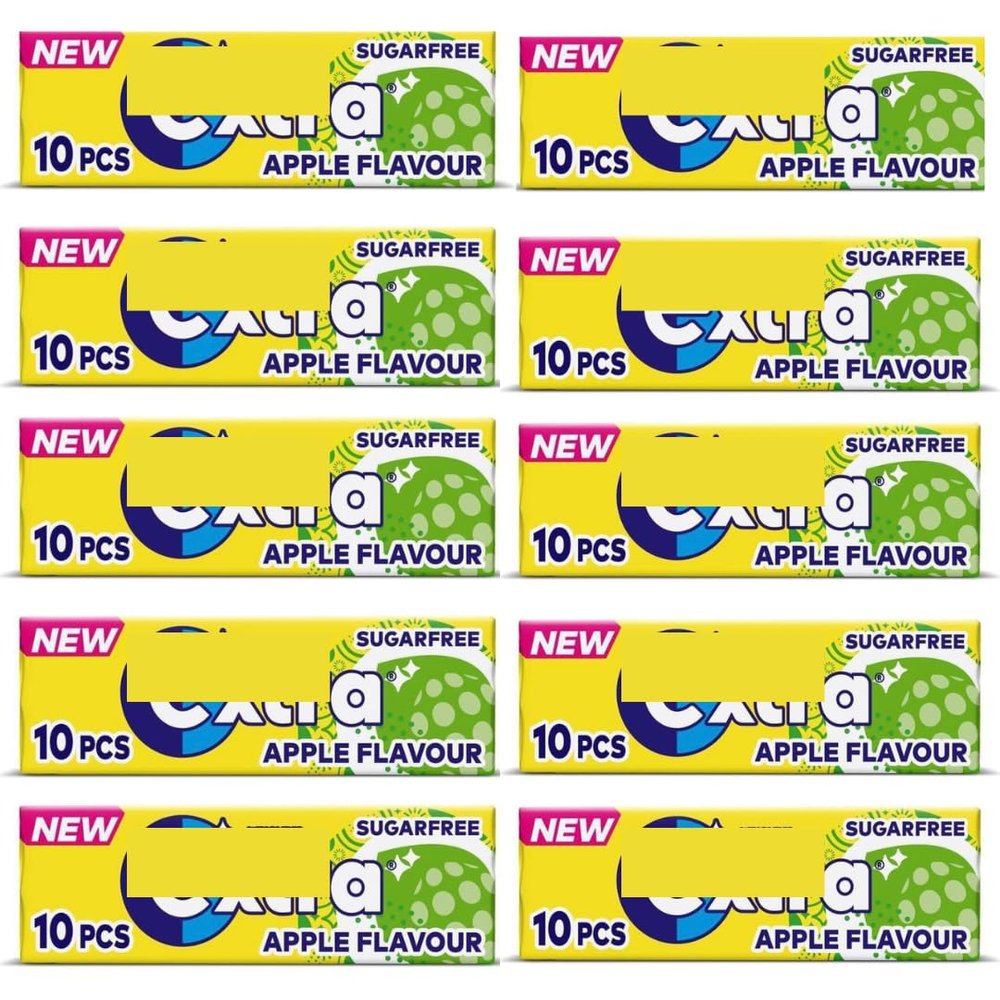 10 x packs Ex Apple Flavour Sugar Free Chewing Gum 14g x 10 Multipack