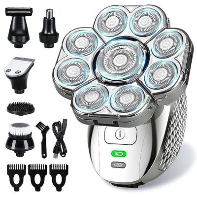 Electric Razor for Men, 6 in 1 4D Head Shavers for Bald Men, Upgraded 9 Floating Heads Rechargeable Waterproof Wet Dry Bald Head Shavers for Men