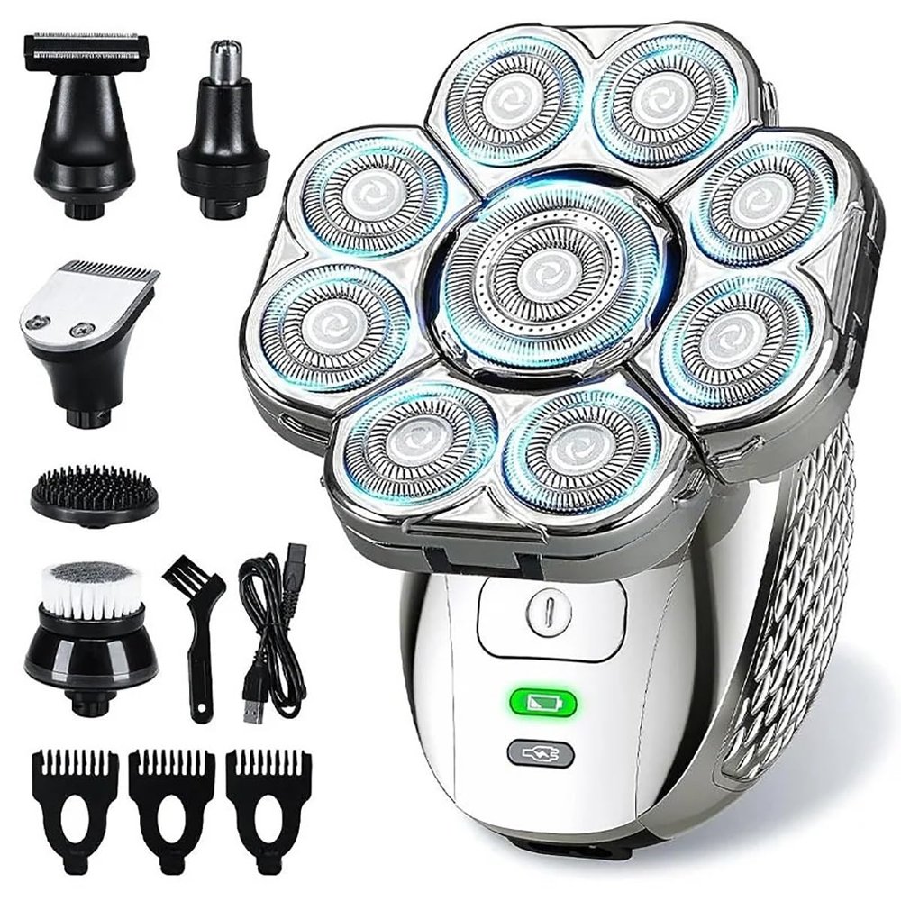 Electric Razor for Men, 6 in 1 4D Head Shavers for Bald Men, Upgraded 9 Floating Heads Rechargeable Waterproof Wet Dry Bald Head Shavers for Men