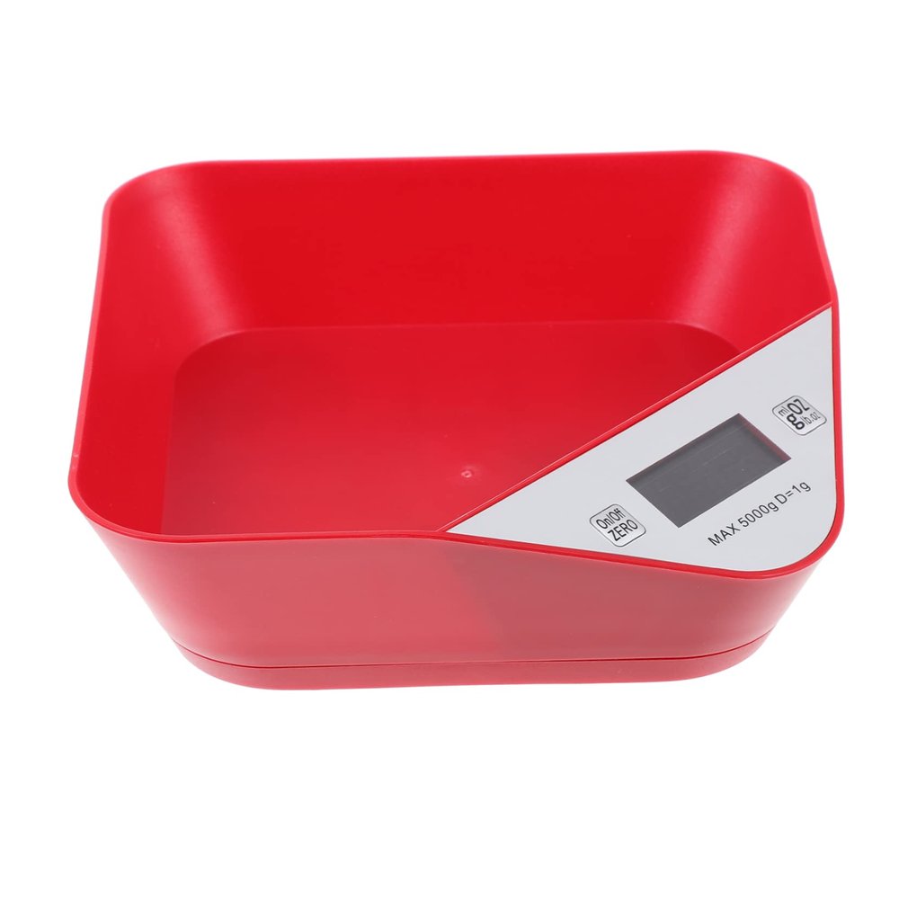 FOMIYES Digital Pet Weight Scale 5kg Electronic Bowl Measuring Scale for Pets Red Lightweight Convenient for Veterinary and Home Use
