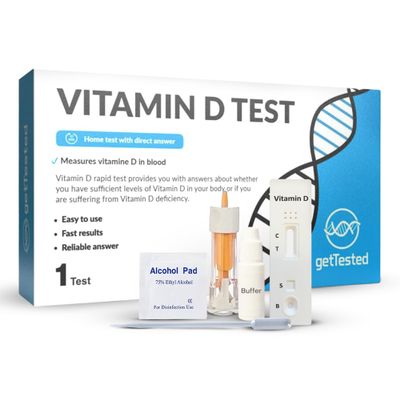 GetTested Vitamin D Test Kit at Home  Self-Test for Vitamin D Deficiency  Fast, Accurate Results  Easy to Use  No Lab Required  Includes Lancet, Buffer & Cassette  Finger-Prick Blood Test
