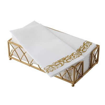 IWOWHERO Golden Floral Printed Napkins 50 Pcs 40x30cm Thick Paper Towels Party Table Decoration for Weddings Birthday Events