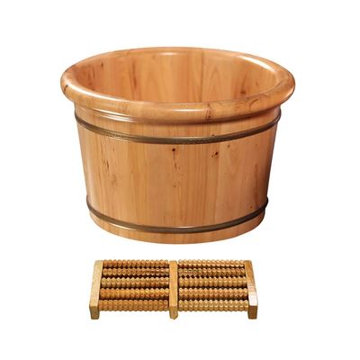 KSTUFF Foot Barrel,Massage Wood Bath Bucket,Handmade,footbaths Smooth Surface,Bathroom Accessories (Color : A) Present vision