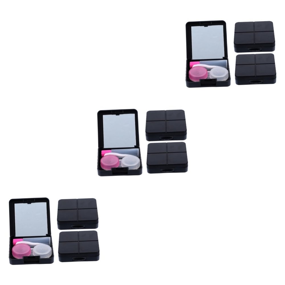 PartyKindom 9sets Portable Contact Lens Case Travel Box for Contact Lenses Halloween Small Lens Holder Box Mirror for Travel Storage