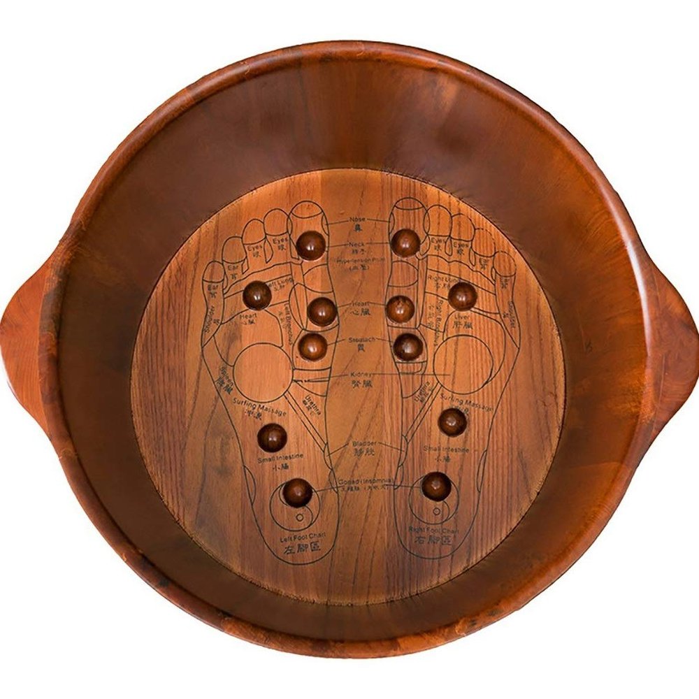 KSTUFF Sauna Wooden Bucket,Spa, Sauna,Soak,Handmade Massage Bucket Foot Bath,Foot Spa Wash Bucket Feet Bath Basin Tub Present vision