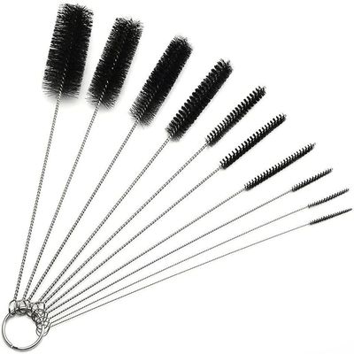 10Pcs Black Tube Brush Set Bottle Cleaning Brushes Drinking Straws Washing Brush Cleaner Bristle Kit for Eye Glasses Household Cleaning Brushes(7.87 Inch)