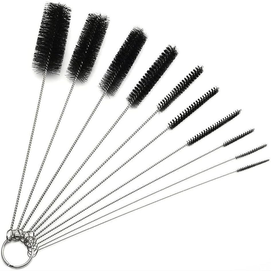 10Pcs Black Tube Brush Set Bottle Cleaning Brushes Drinking Straws Washing Brush Cleaner Bristle Kit for Eye Glasses Household Cleaning Brushes(7.87 Inch)