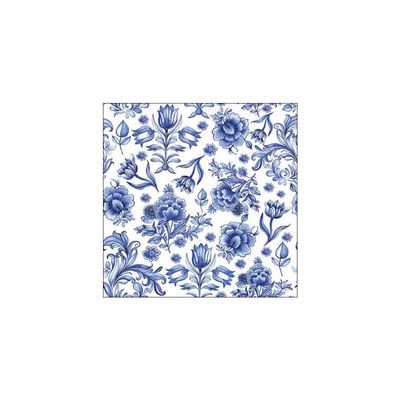 20 Ambiente Paper Napkins "Delft Blue Flowers" Vintage Table Decoration with Motif Also for Party or Decoupage 33 x 33 cm