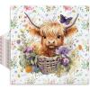 Whaline 80Pcs Highland Cow Paper Napkin Watercolor Cute Cow Flower Disposable Napkins Farmhouse Luncheon Dinner Napkin for Spring Summer Party Supplies, W12485 view 1