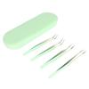 Lash Tweezers Kit, Easy 4pcs Smoothly High Hardness Eyelash Applicator Tweezers Ergonomic with Stainless Steel Packing Box for Party for Dormitory (Green) view 1