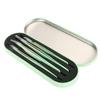 Lash Tweezers Kit, Easy 4pcs Smoothly High Hardness Eyelash Applicator Tweezers Ergonomic with Stainless Steel Packing Box for Party for Dormitory (Green) view 4