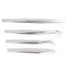 Eyelash Extension Tweezers Set, Deformation Proof Versatile High Hardness Eyelash Extension Tweezers Accurate Apply for Beauty Salon (Silver Metal) view 2